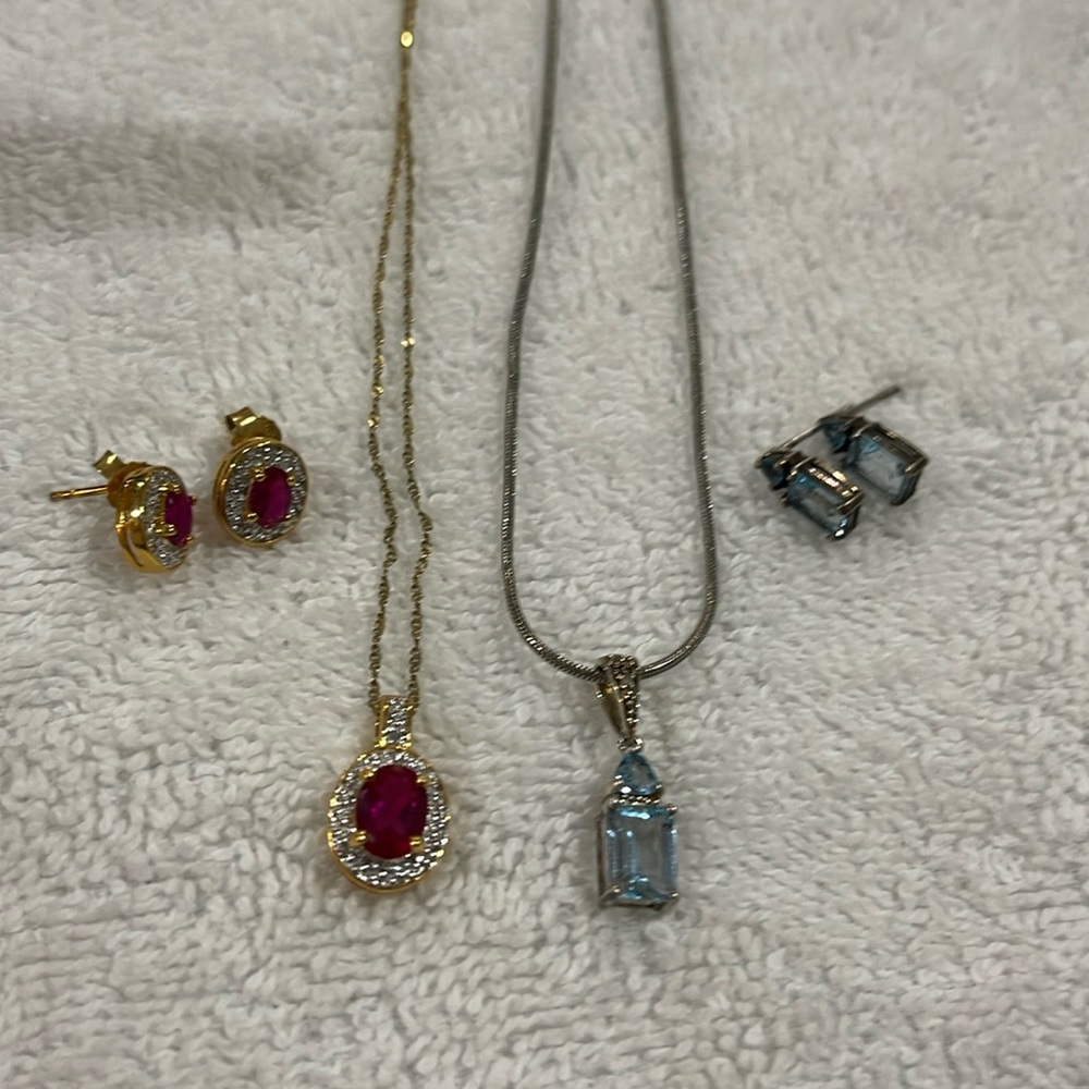 COPY - Birthstone / gemstone necklace earring lot
